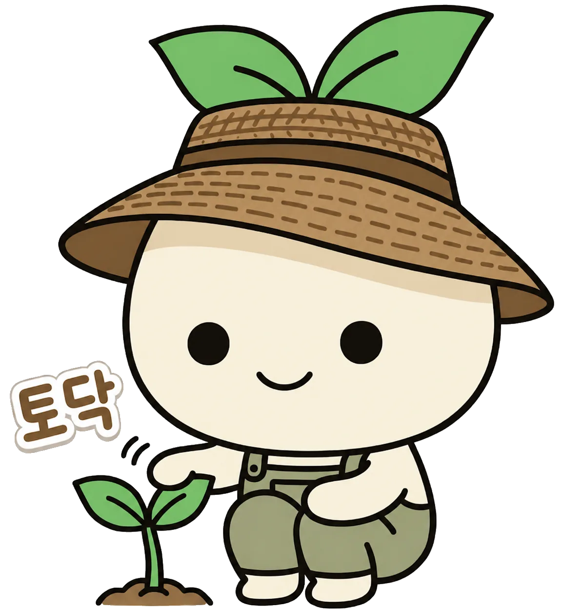 머리에 새싹이 돋아난 토닥토닥팜 마스코트 토닥이
